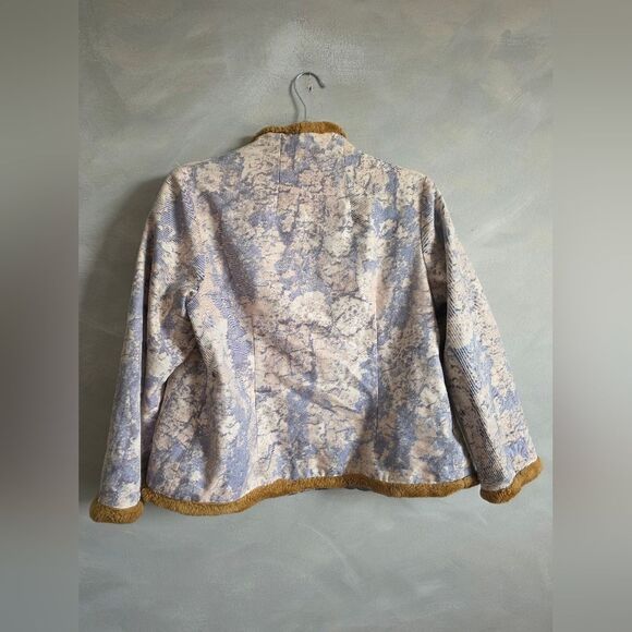 Chinese Style Womens Faux Fur Trim Embroidered Jacket Stand Collar Knot Closure - Picture 13 of 13